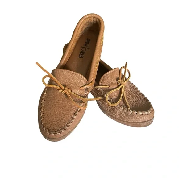 Minnetonka | Shoes | Minnetonka Tan Pebbled Leather Boat  display picture 3